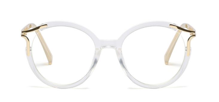 45103 Lady Ronde Cat Eye Brilmonturen Vrouwen Metalen Holle Metalen Optische Mode Brillen