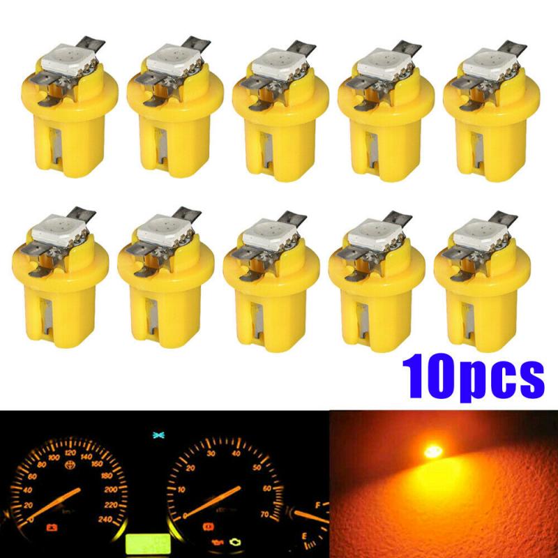 10Pcs Led Licht Auto Gauge Speed Dash Bulb Dashboard Instrument Licht Wedge Interieur Lamp B8.5D 509T B8.5 5050 led 1 Smd T5 Lamp: YELLOW