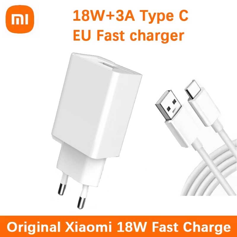 Xiaomi 18W EU QC 3,0 adaptador de cargador rápido para Redmi Note 9 cargador para Redmi Note 6 7 8 Pro Cable Usb POCO M3 9A 10A 12