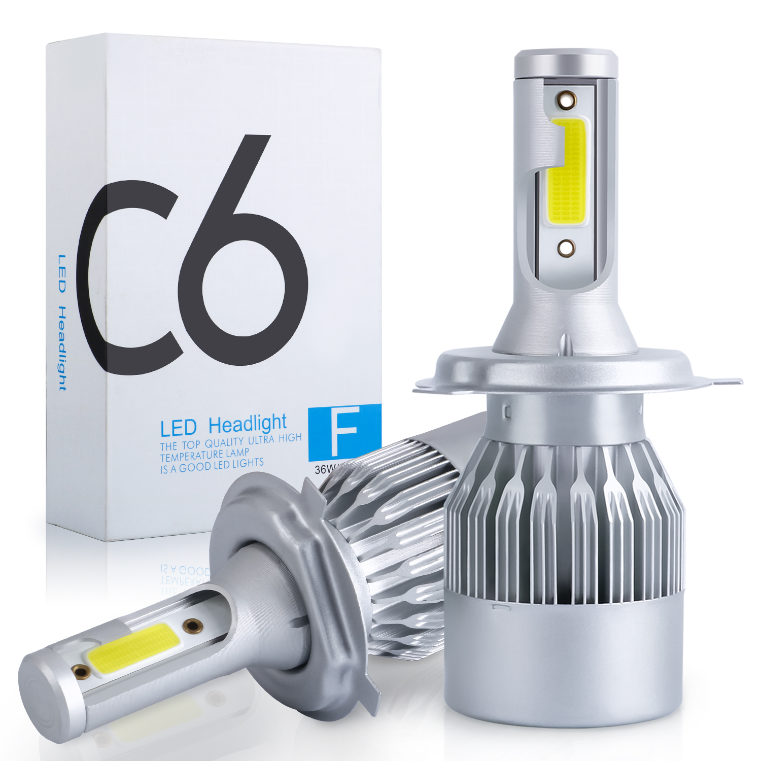 2 uds C6 72W H11 H4 Hi/Lo H1 H7 COB LED H11 HB3 9005 HB4 9006 bombillas de faros de coche luz antiniebla de coche 12V 7200LM faros de coche blanco