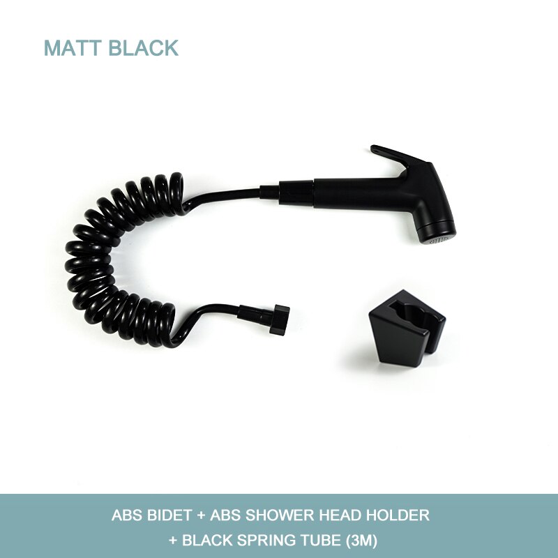 Pulvérisateur de Bidet mural pour toilettes, salle de bain en ABS, ensemble de pulvérisation à main, Douche autonettoyante, pomme de Douche avec tuyau: Black Set PVC Hose