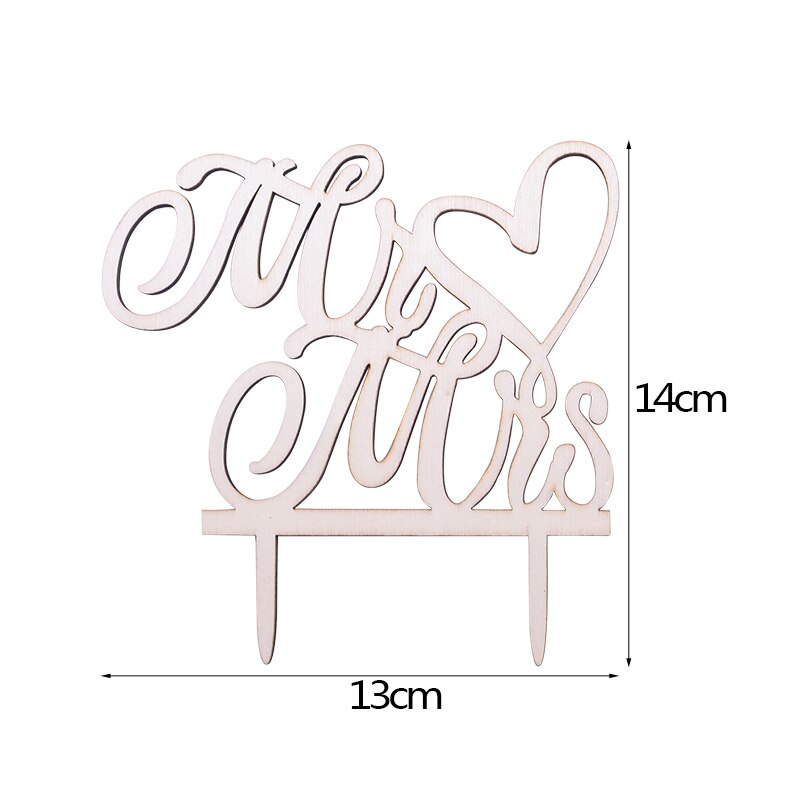 Mr&Mrs Love Just Married Wooden Letters Wedding Cake Topper Wedding Cake Decorations Engagement Party Supplies Cake Insert Cards: B05-1pcs