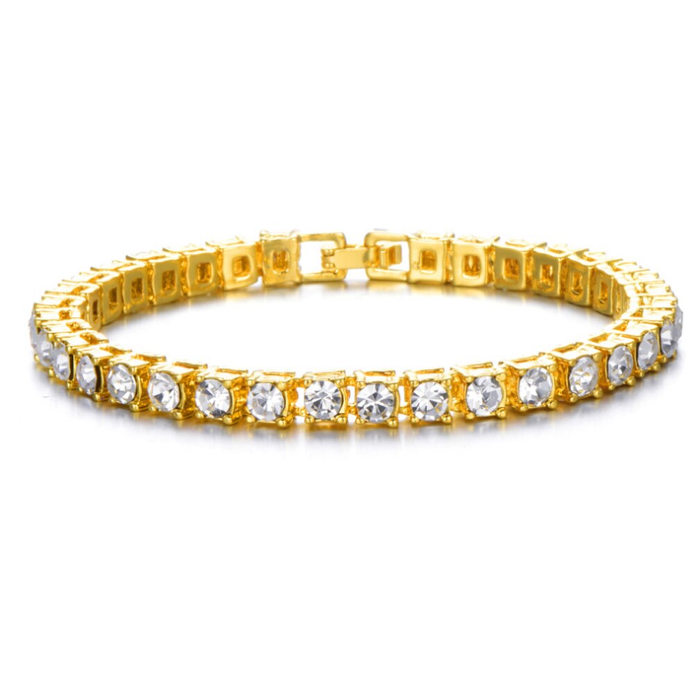 4mm Cubic Zirconia Tennis Bracelet Iced Out Chain Bracelets For Women Men Gold Silver Color Men Bracelet CZ Chain Jewelry