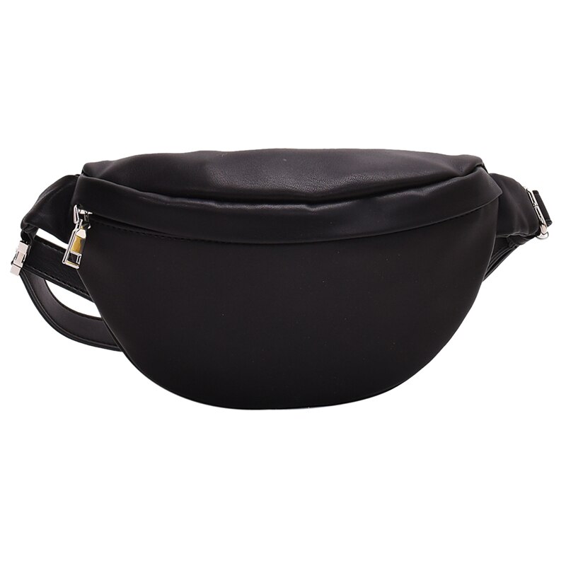 Sac de ceinture en cuir Pu pour femmes, sac de poitrine décontracté, sacs à bandoulière à la , sacs banane: Black waist bag