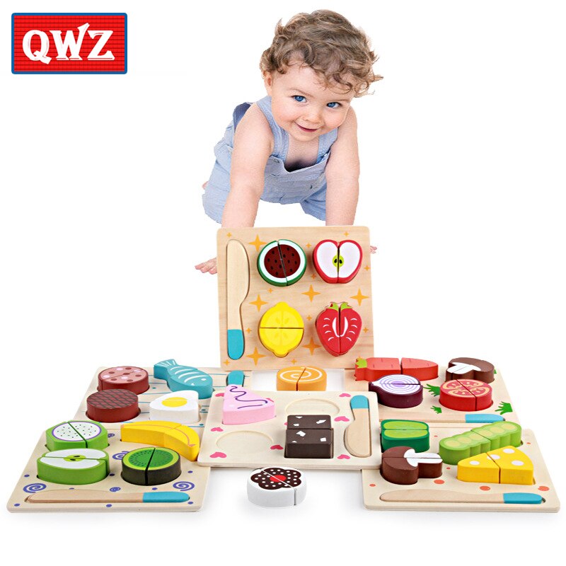 Houten Speelgoed Keuken Cut Fruit Groenten Dessert Kids Koken Keuken Speelgoed Voedsel Pretend Play Puzzel Educatief Speelgoed voor Kinderen