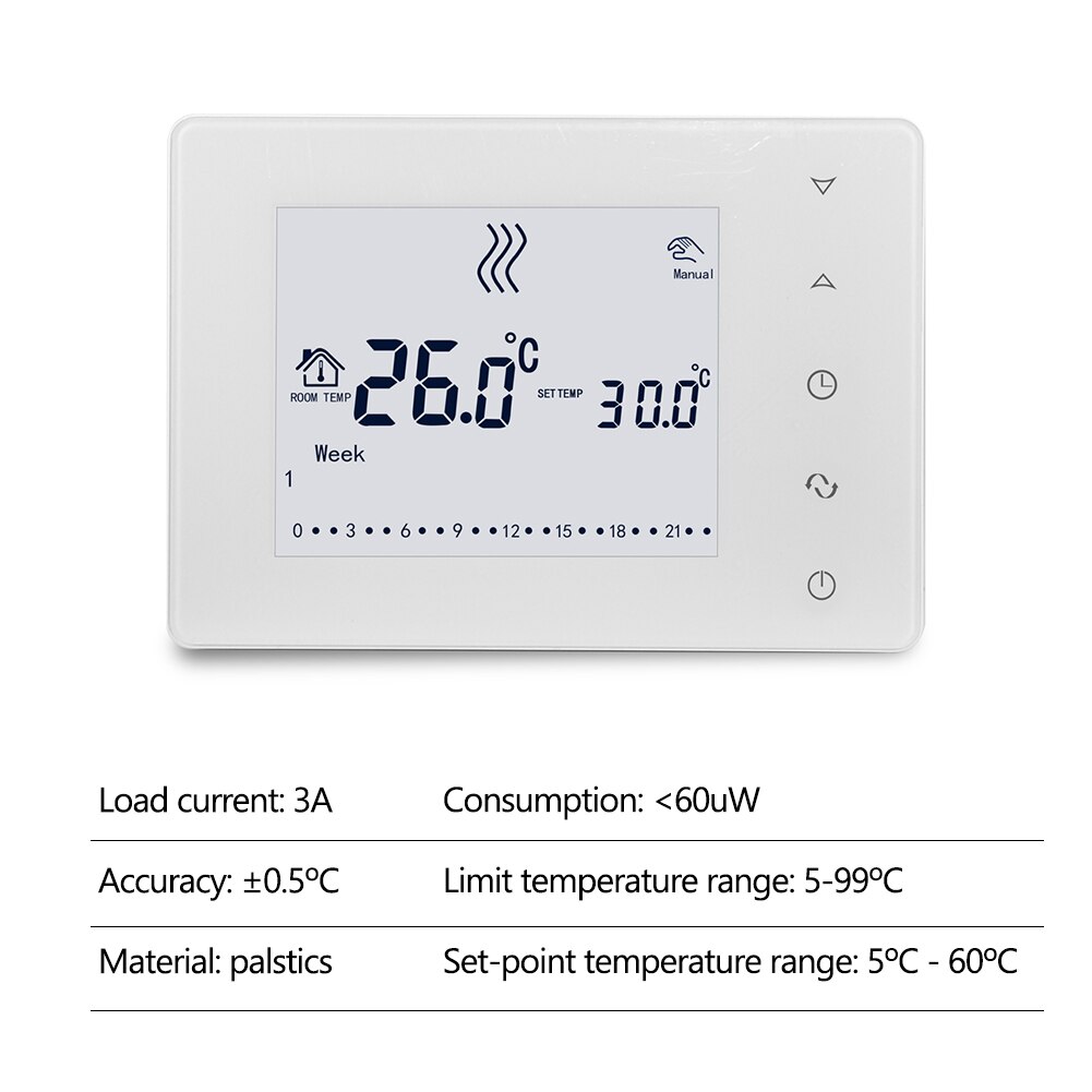HY05BW LCD Touched Screen Intelligent Thermostat Wall-hung Boiler Thermostat Home Temperature Controller Programmable Controller