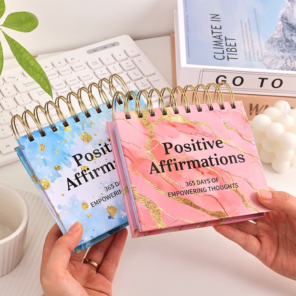 1 pc 365-dagen positieve bevestigingen bureaukalender staande flip-coil desktop kalender met inspirerende citaten kleur binnenpagina