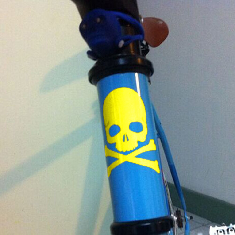 Bike Reflective Sticker Skull Fluorescent Bicycle Stickers Fixed Gear Mountain Bike Skeleton Decals Helmet Bicycle Accessories