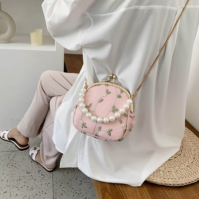 Blonder klip taske perle mini tote taske sommer kvinders håndtaske kæde skulder messenger taske rejsetaske