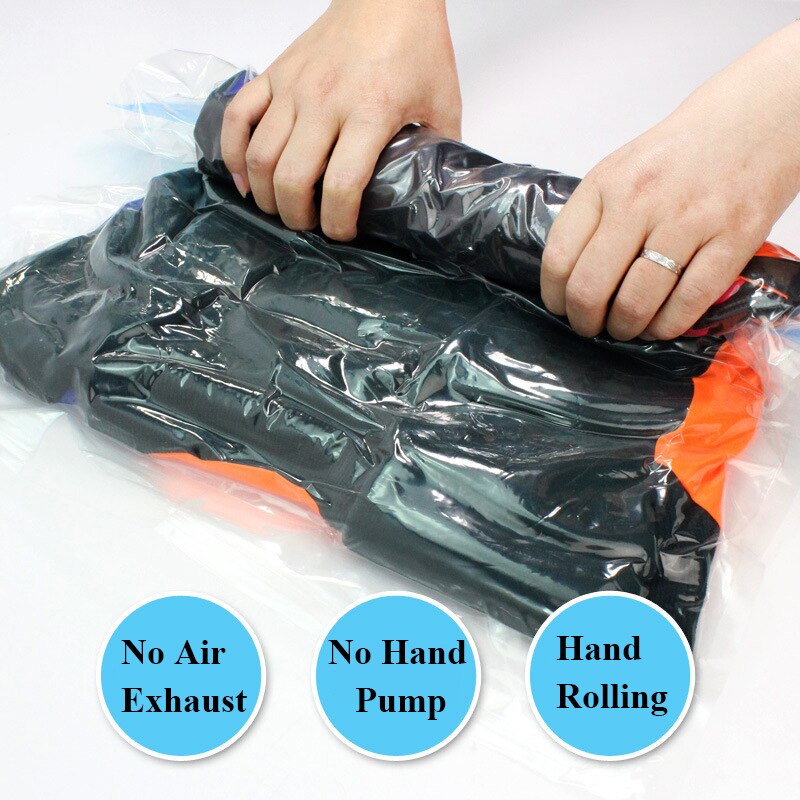Clothes Compression Storage Bags Hand Rolling Clothing Vacuum Bag Packing Sacks Travel Space Saver Bags for Luggage Seal Bags