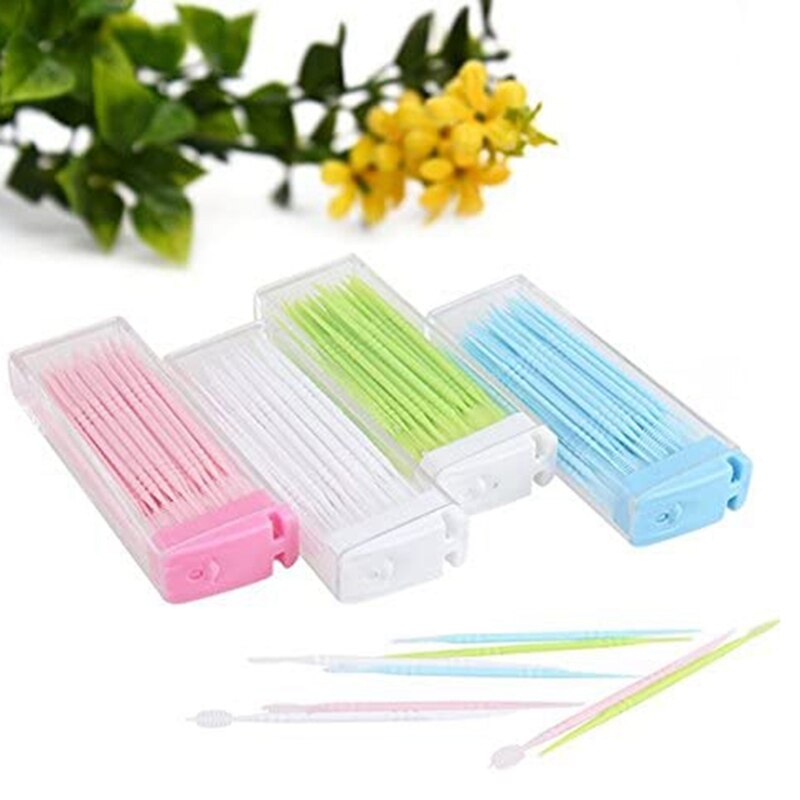 50 Tooth Picks Plastic Toothpick Holder Random Color