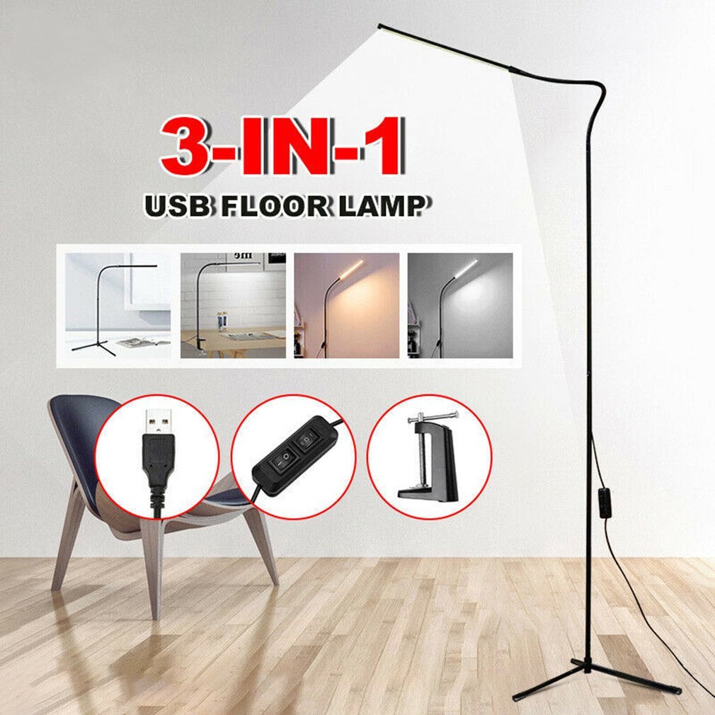 Indoor Hoogte Verstelbaar Floor Usb Lampen Met Eu/Us Plug Voor Usb Led Licht Klem Dimbare Reading Desktop Lamp statief Studeerkamer