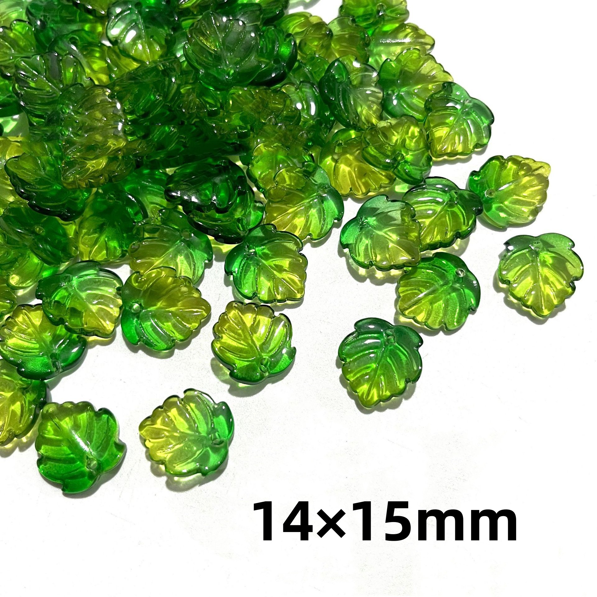 30/50 Uds. Cuentas de hojas de cristal para joyería, cuentas de hojas verdes de Murano para hacer pulsera, collar, accesorios DIY hechos a mano a granel: Verde / other