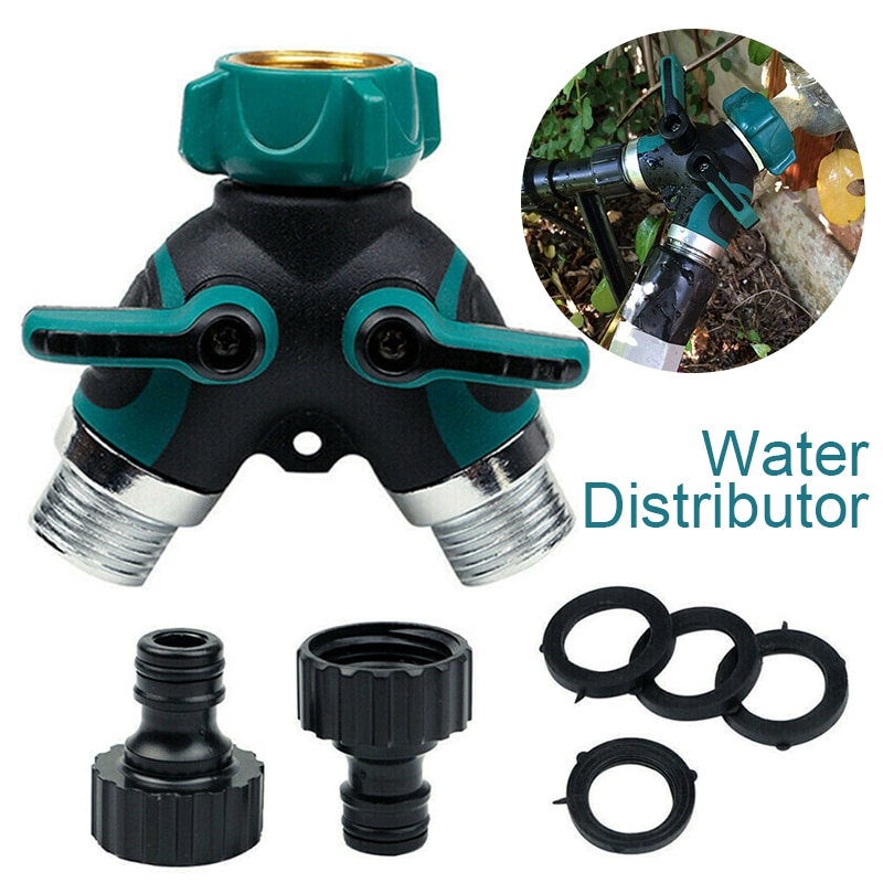Garden Water Distributor 2 Way Distributor Water Flow Zinc Alloy Y Hose Splitters Connector Faucet Manifold Valve Tap Splitter