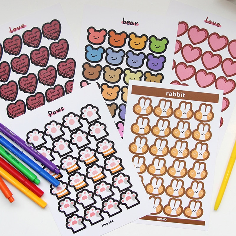 Autocollant de gâteau griffe de chat style coréen | Étiquette murale créative pour sceau enveloppe de téléphone, sac ours amour, bricolage