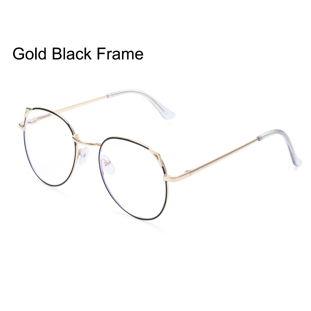 Optical Computer Glasses Anti Blue Light Gaming Glasses Round Metal Glasses Frame Can Be Equipped with Other Glasses: Gold Black