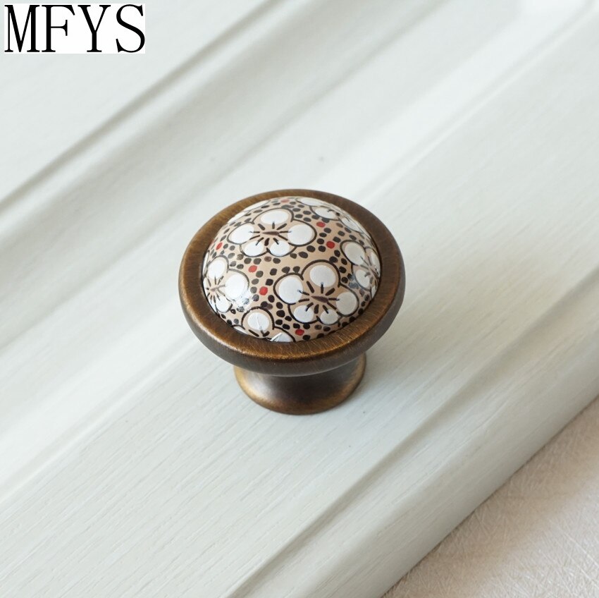 3.75 '' 5 '' rustikke køkkengreb knopper antik bronze keramisk blomsterdørhåndtag trækker skab trækker kommode knop hardware
