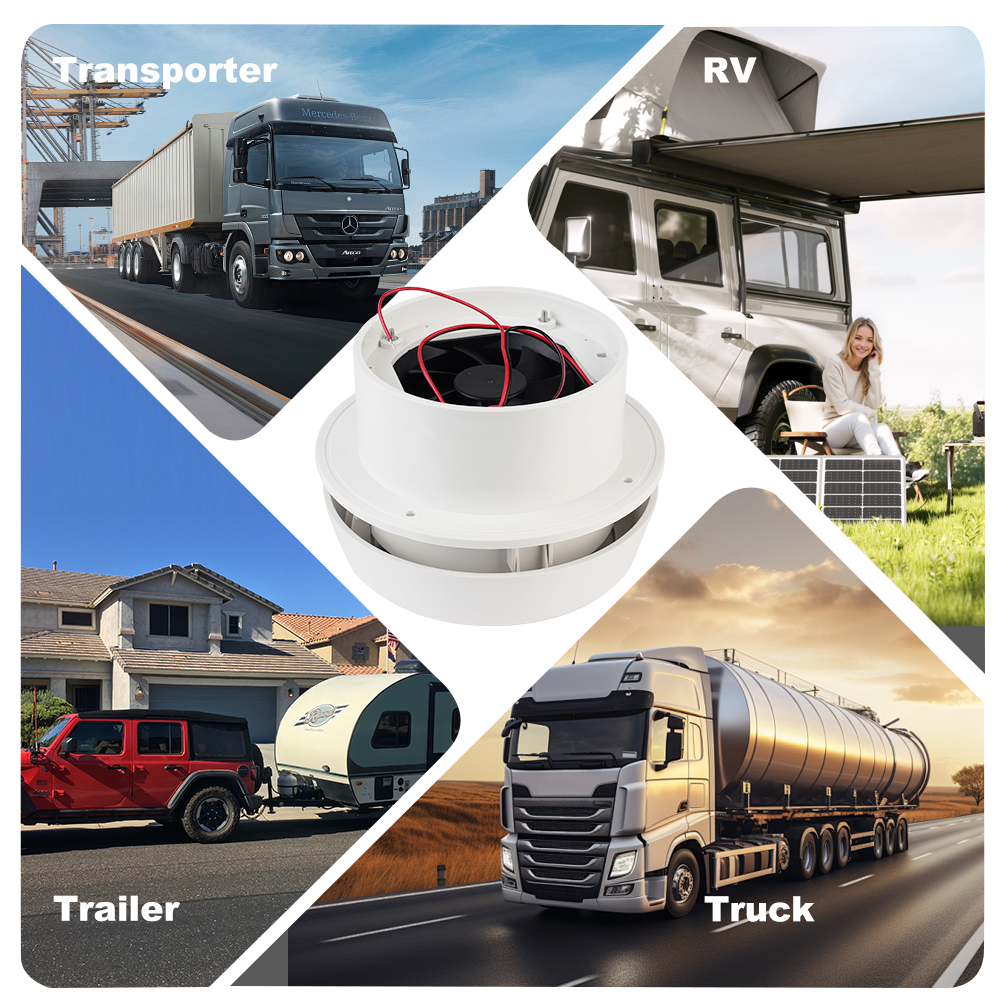 Campingvogntilbehør 12v biler stillegående vifte for bobilhenger campingvogn bilstyling sterk vindventilasjon avtrekksvifter sideluftuttak