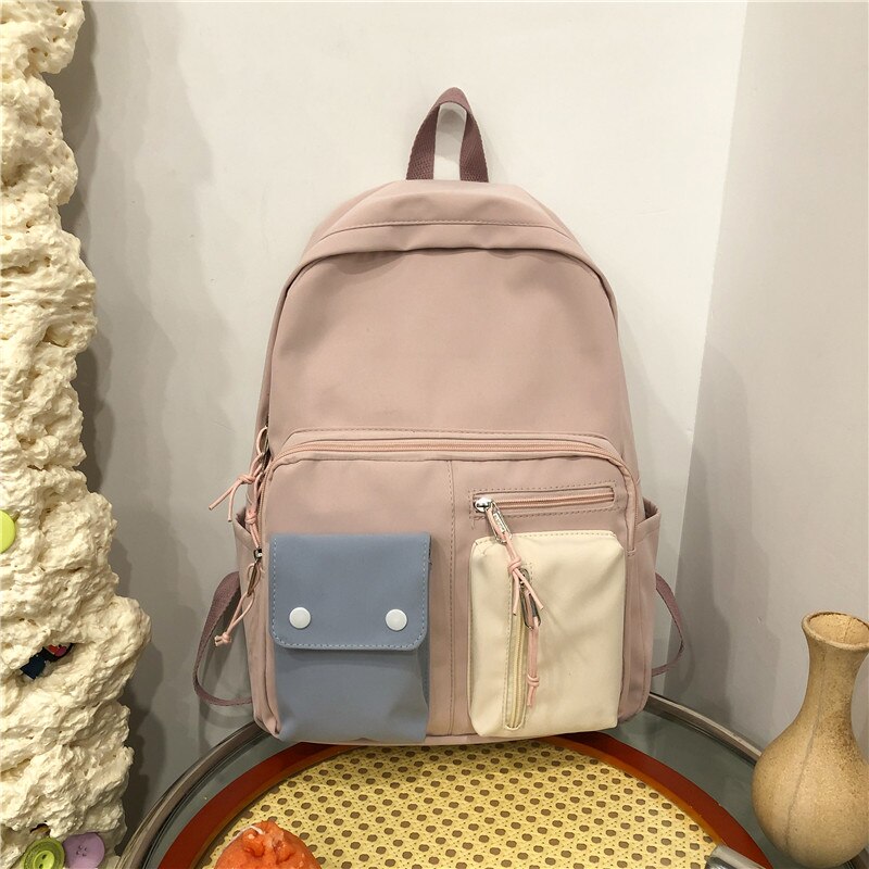 Dcimor Waterdichte Nylon Vrouwen Rugzak Vrouwelijke Multi-Pocket Schooltas Leuke Meisje Boekentas College Laptop Rugzakken Reistas: pink / with rabbit