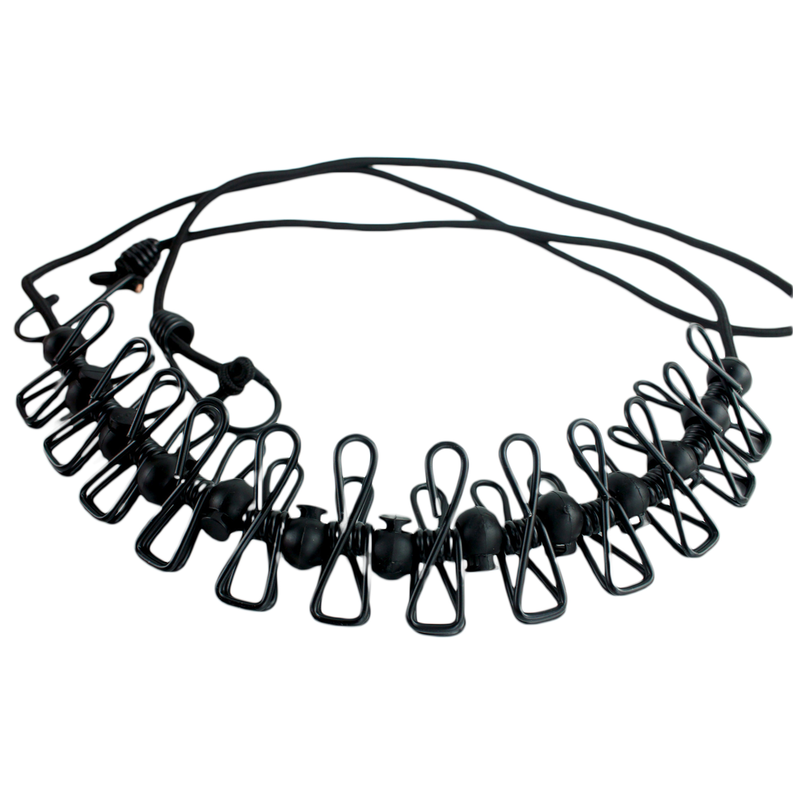 Clothes Line Buckle Rubber Band with Iron Wire Elastic Windproof Rope Positioning Accessory: black