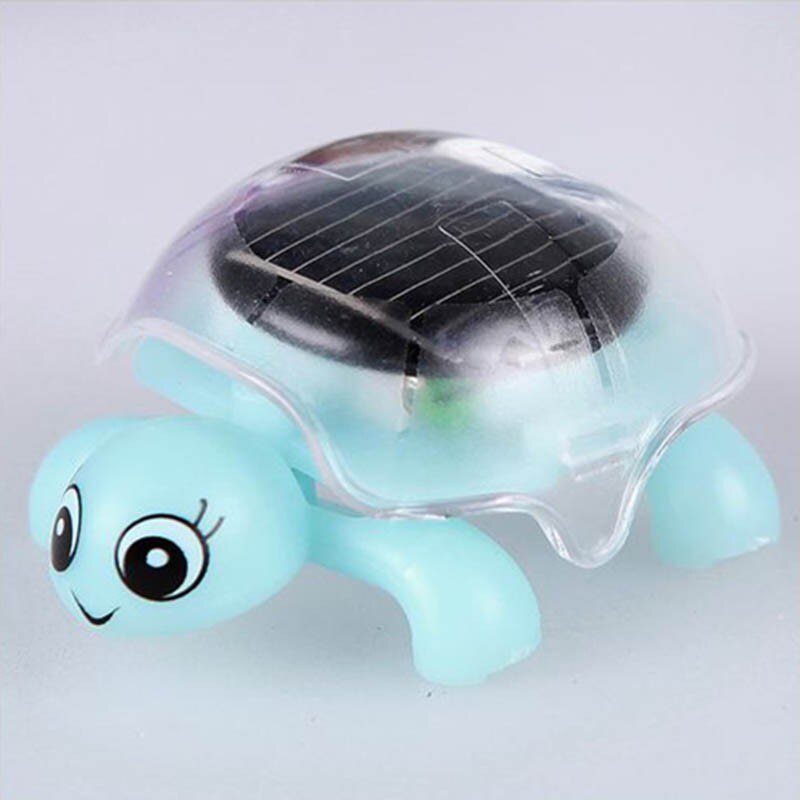 Mini Solar Powered Energy Cute Turtle Tortoise Gadget Educational Toy For Kids 4 Colors chosen: Blue