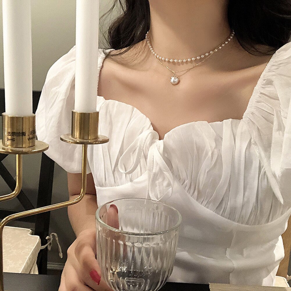 2020 nuovo Doppio strato Catena Dell'oro Della Collana Del Choker Delle Donne di Stile Coreano Collana Del Pendente Della Perla Gioelleria Raffinata E Alla Moda Collare