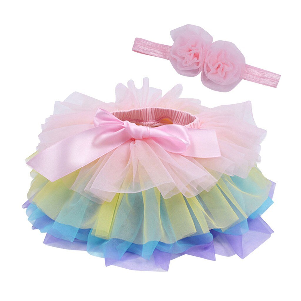 enfant en bas âge infantile enfants bébé fille d'été maille nœud cheveux bande danse Ballet fête princesse Tutu jupe pettijupe # p4: Bleu / 6M