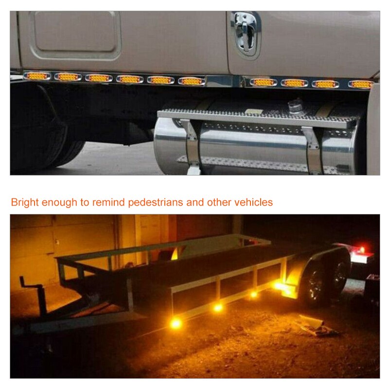 10 Pack 12V Amber Side Marker Light Clearance 12-LED Truck Trailer For Peterbilt Truck Warning Light
