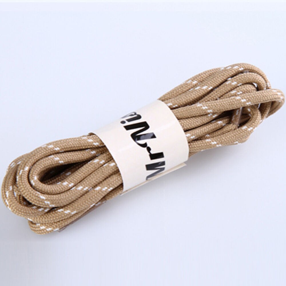 Lacets ronds longs et solides pour la marche en plein air, 1 paire: Beige-White