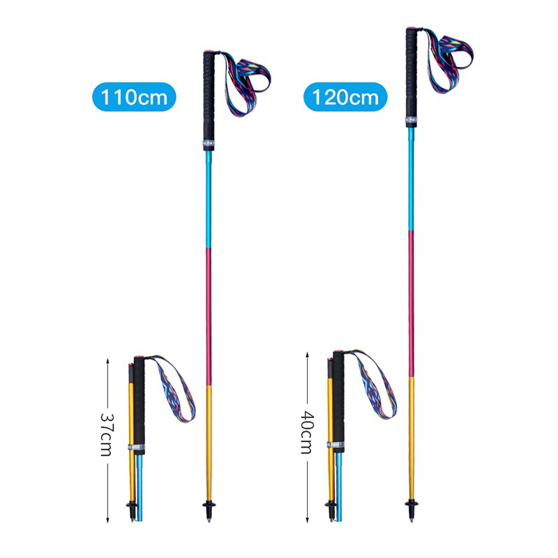 2PCS AONIJIE Light Weight Folding Collapsible Quick Lock Trekking Cane Pole Hiking Pole Clamp Trail Walking Stick Carbon Fiber