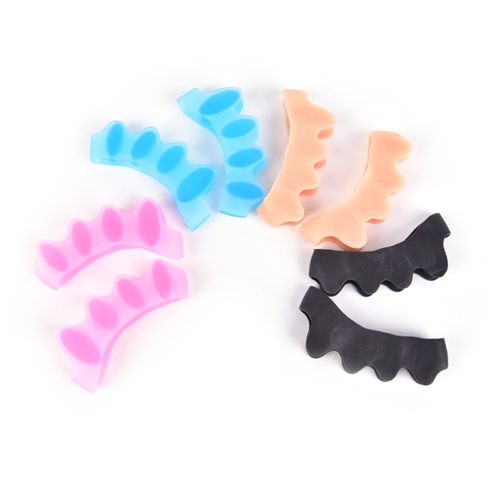 Corretor de hallux valgo de silicone, separador de cinco dedos e corretores de joanete, divisor para dedos, espalhador de pés, 1 par