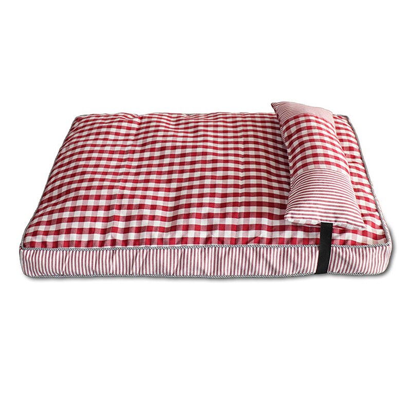 Hundeseng til små / mellemstore / store hunde, komfort hundesofa med pude og aftageligt vaskbart betræk, hundemadras, hundekassemåtte / -pude: Rød / L (100 x 68 x 8cm)