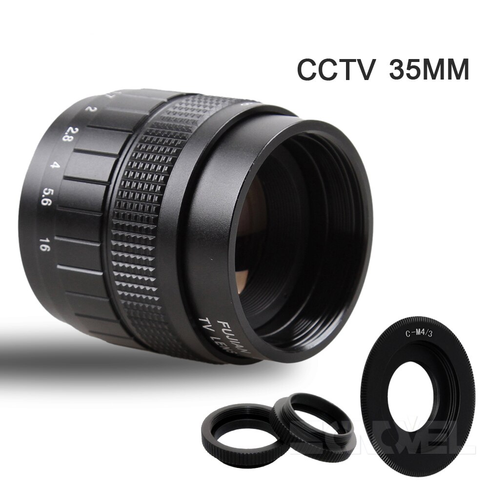 guangdong nte para filmes, lente para panasonic micro 4/3 m4/c e anel macro 35mm f1,7 cctv + suporte c 3 gf5 gf6 gx1 gx8 gx7 g85