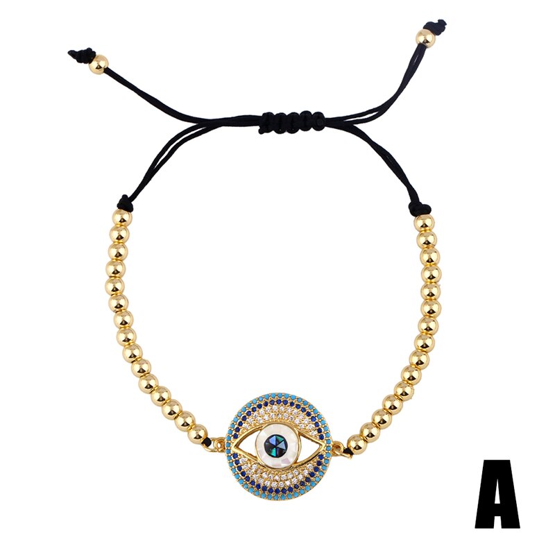 Flola Regenboog Evil Eye Armband Vrouw Zirconia Blue Eye Armband 24K Gold Turkse Eye Sieraden Tennis Pulseira Olho Grego brtb64: b64-A