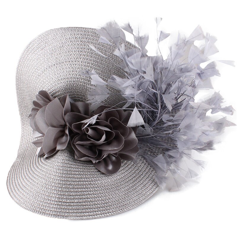 Retro fjær overdrevet topp hatt stråhatt qipao show ytelse catwalk lue blomst hodeplagg bryllup hatter og fascinatorer