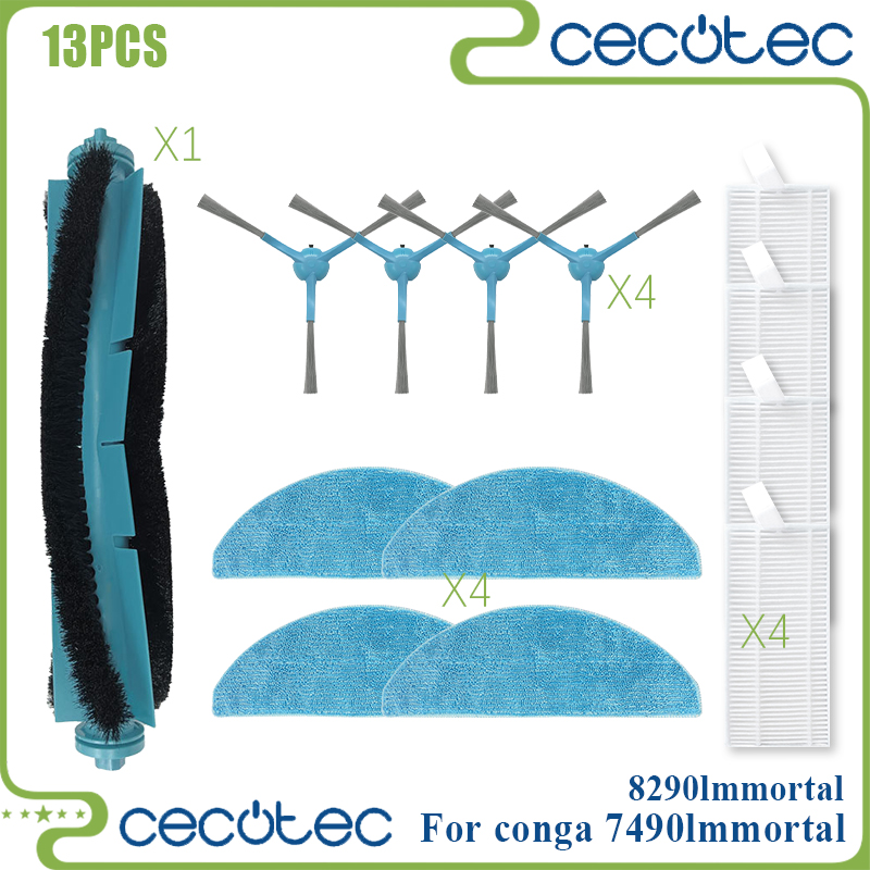 For Cecotec Conga Compatible 7490 Immortal / 8290 Immortal / Kabum Smart 900 Spare Parts Brush Mop Filter Dust Bag Accessories: WHITE