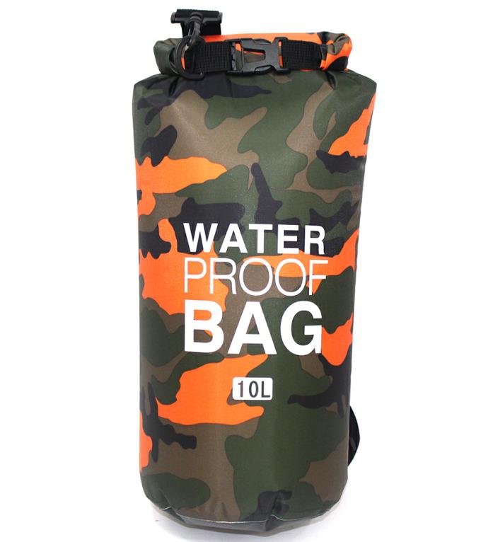 2l 5l 10l sports vandtæt hav pack pvc tør taske pose svømning svømme opbevaring uigennemtrængelig vandtæt taske: Orange 10l