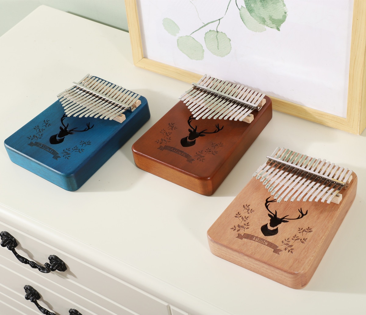 Liyin-kalimba de 17 teclas, piano de pulgar de cuerpo de caoba, 17 llaves, instrumento Musical mbira de la mejor y buen sonido
