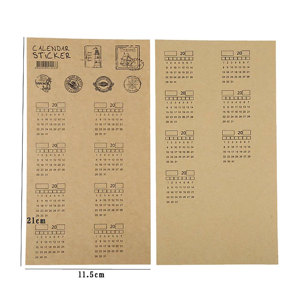 2Pcs Kraftpapier Zelfklevende Kraftpapier Handgeschreven Kalender Notebook Index Labels Stickers Verwijderbare