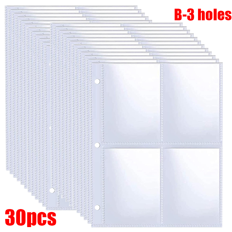 5/50pcs 4-Pocket Binder Photocards Holder Binder Background Paper Kpop Photo Album 6/3 Holes Inner Page Photo Card Binder Sleeve: Clear