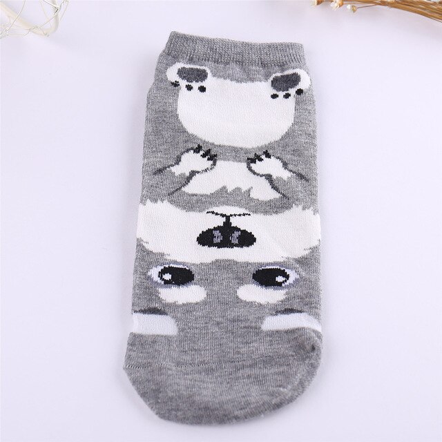 Kvinner dyr ankelsokker venn mopper corgi rottweiler schnauze samojed hund kjæledyr sox til eldre låve eller voksen unisex sokken: Grå