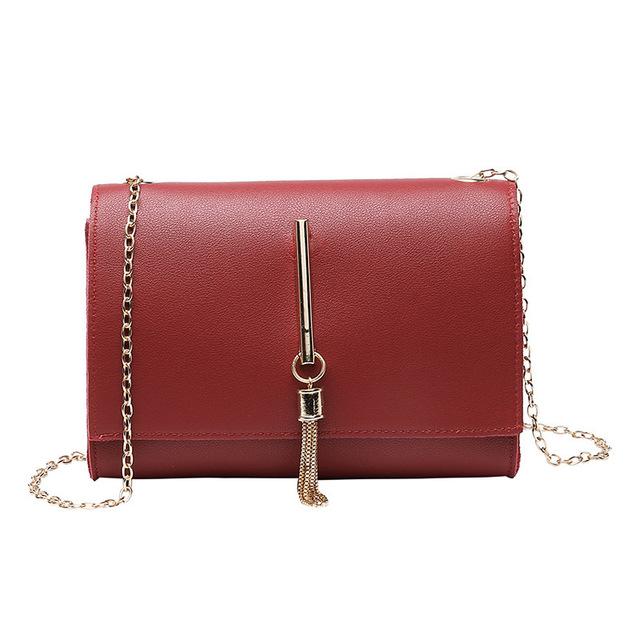 Koreaanse Ladylike Tas Pu Flap Single Kettingen Kwastje Mode Solid Hasp Schoudertassen Dames Handtassen Mooie Vrouwen tas: Rood