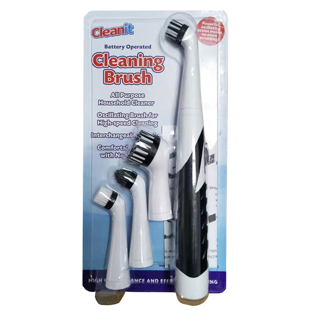 Handheld Cleaning Brush With Detachable Head Electric Sonic Scrubber Cordless Cleaning Brush Household Cleaning Brush: Black