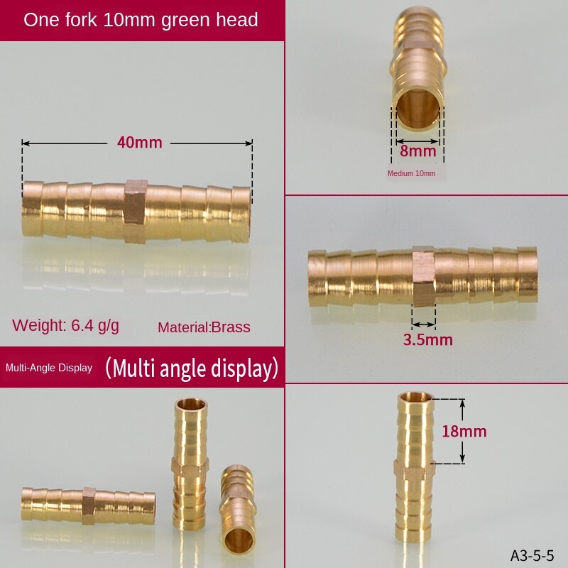 Groen Hoofd Waterslang Connector Docking Extension Direct Hoofd Thuis Wasstraat Vloeibaar Gas Gasfornuis Slang Aansluiting: 10mm