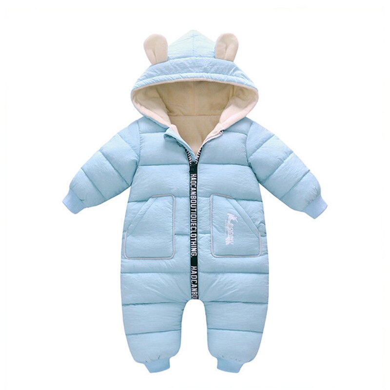 neue geboren Winter freundlicher Jacke Mantel Plus Samt Baby Mädchen kleidung Schneeanzug Baumwolle Junge Strampler Kleinkind Overall mit kapuze Mantel: Himmel Blau / 24M