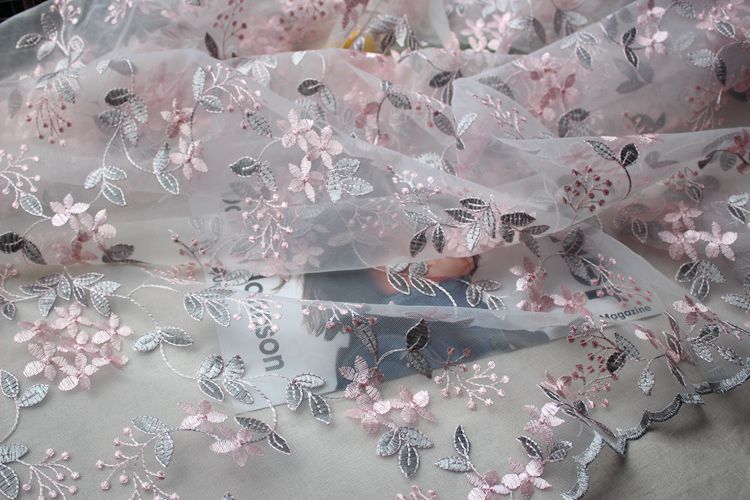 50cm*136cm organza bloemen borduurwerk brede kant stof diy rok kleding stof schaduwgordijn handgemaakte accessoires