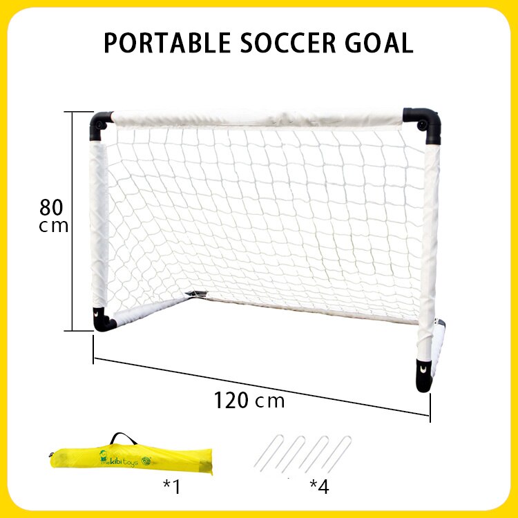 Portable Folding Youth Soccer Goal Children Sports Soccer Goal With Size 3/5 Soccer Ball No assembly required Game Football Gate: B White Soccer Goal