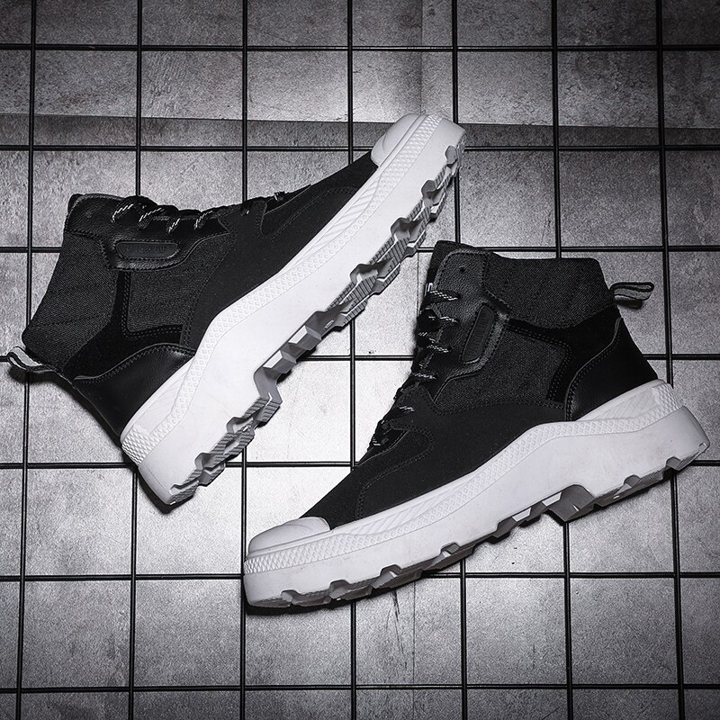 Refafamen's high top herre canvas sneakers komfortable herre fritidssko udendørs skridsikker åndbare herresko