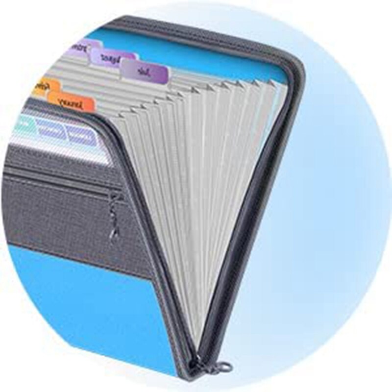 13 Pocket File Folder Storage Rack,File Box Storage Bag,with Zipper, Suitable for A4 Paper, Banknotes,Document Receipt