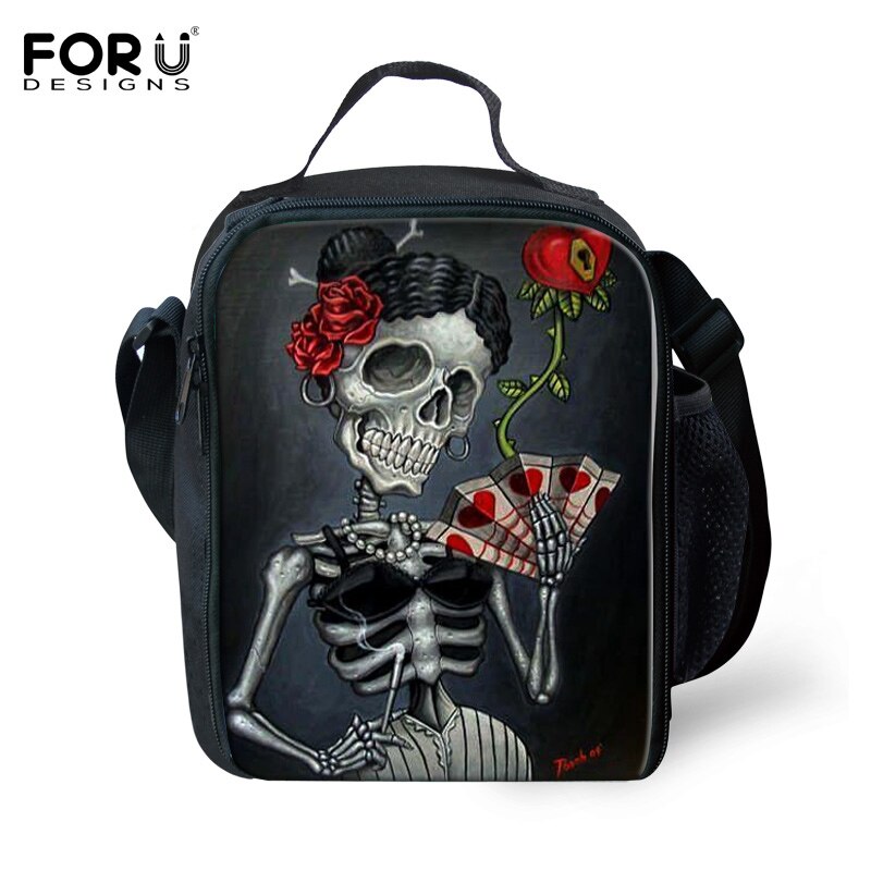 FORUDESIGNS Thermische Isolierte Mittagessen Tasche Für Frauen Männer Jungen Mädchen 3D Schädel Isolierung Lunchbox Picknick Lebensmittel Kühler Lunchbox Bolsa